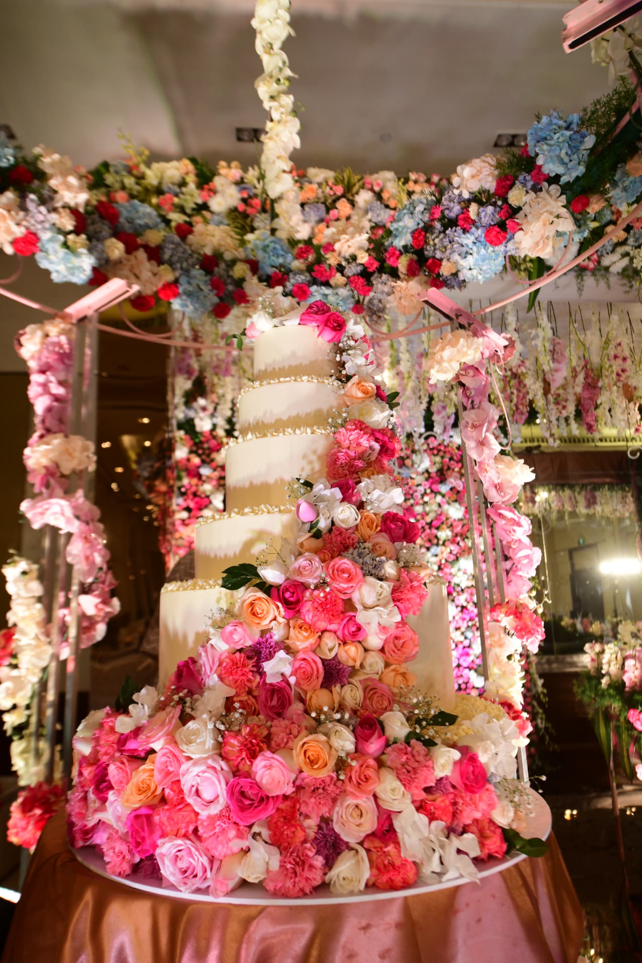 Floral Cascade Wedding Cake