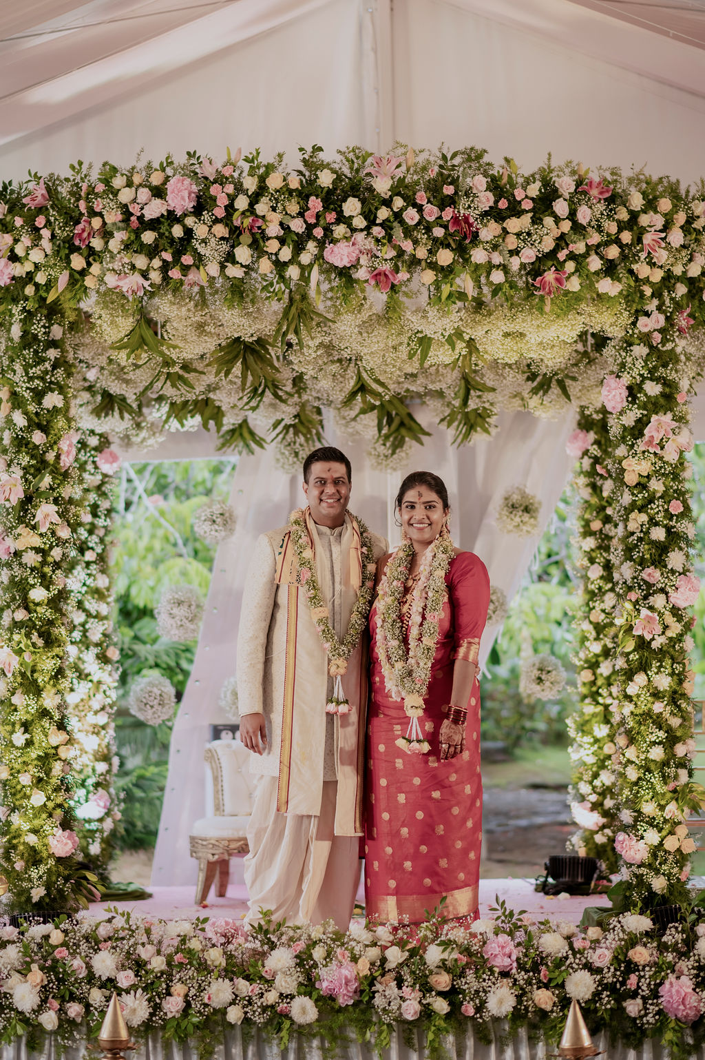 Blush Floral Mandap Portrait