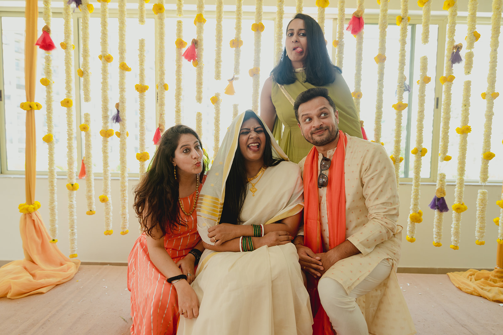 Haldi Tassel Canopy — Family Portrait