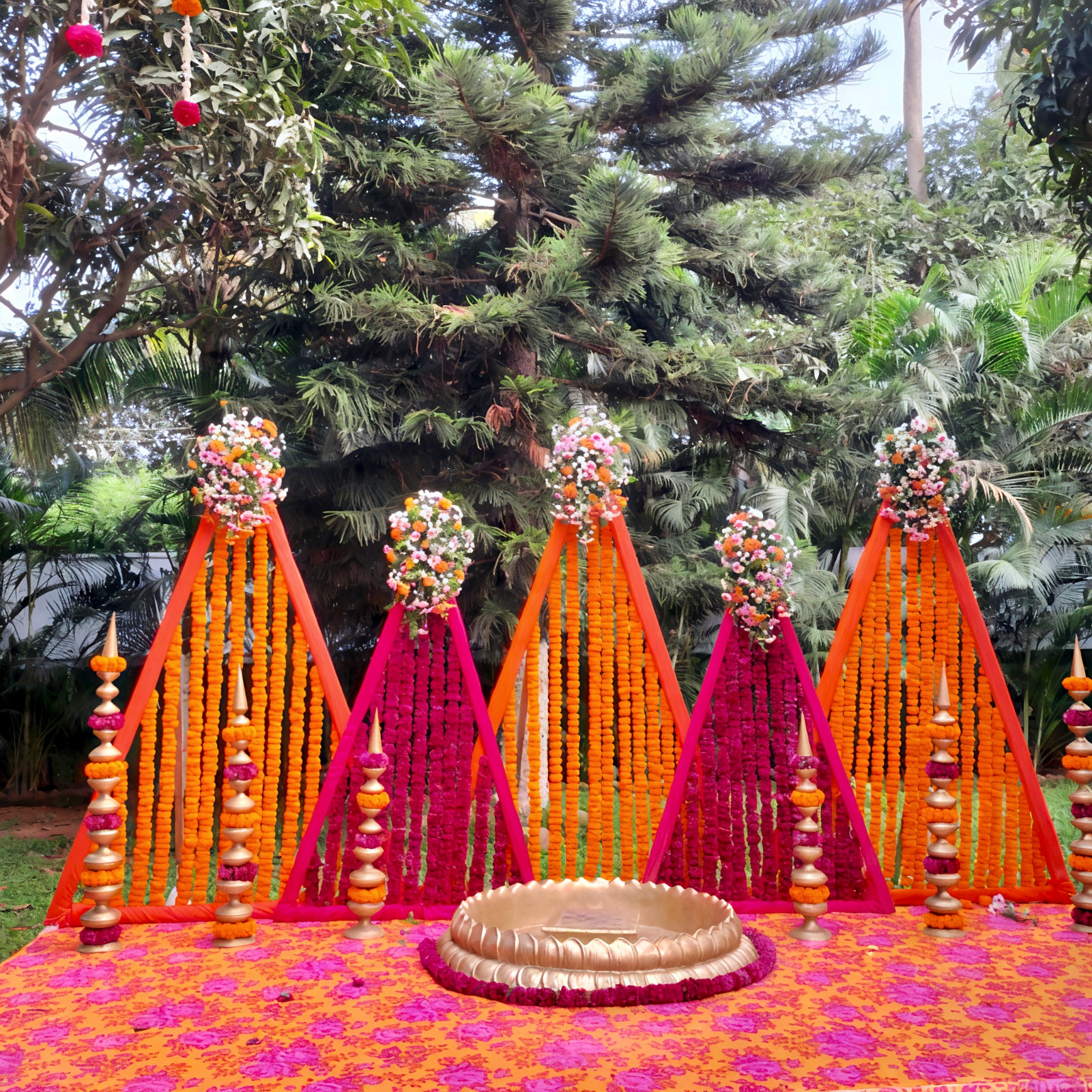 Marigold Pyramid Haldi Stage