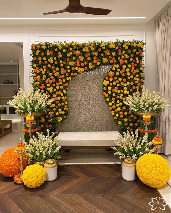 Marigold Wall Haldi Backdrop