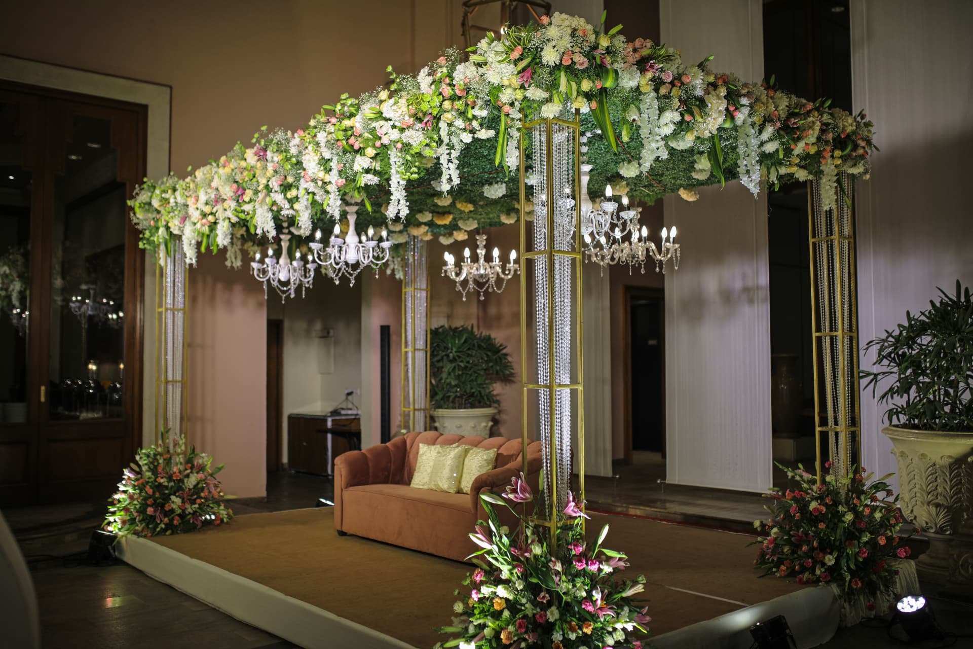 Chandelier Floral Canopy Mandap
