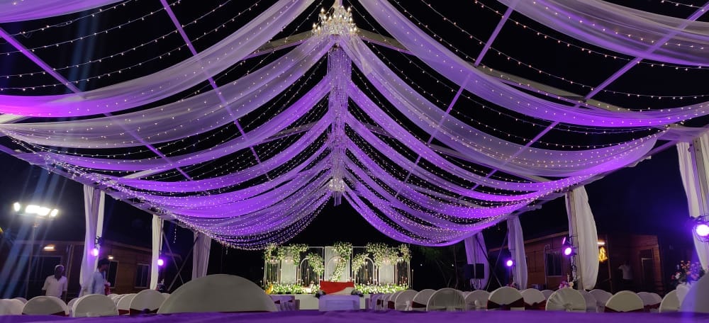 Amethyst Drape & Fairy Light Canopy